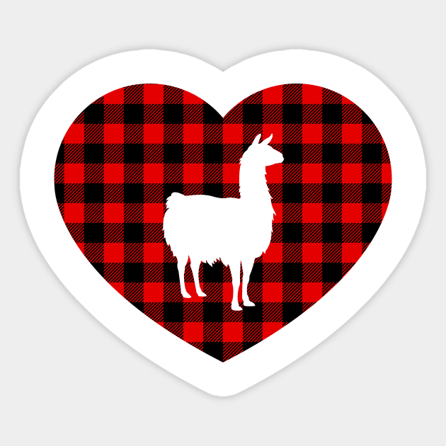 Llama Heart Buffalo Plaid Sticker by Ombre Dreams